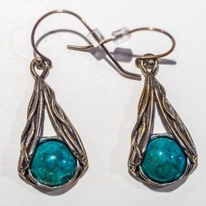 Noa Zuman Israel Green Chyrsoprase Dangle Earrings
